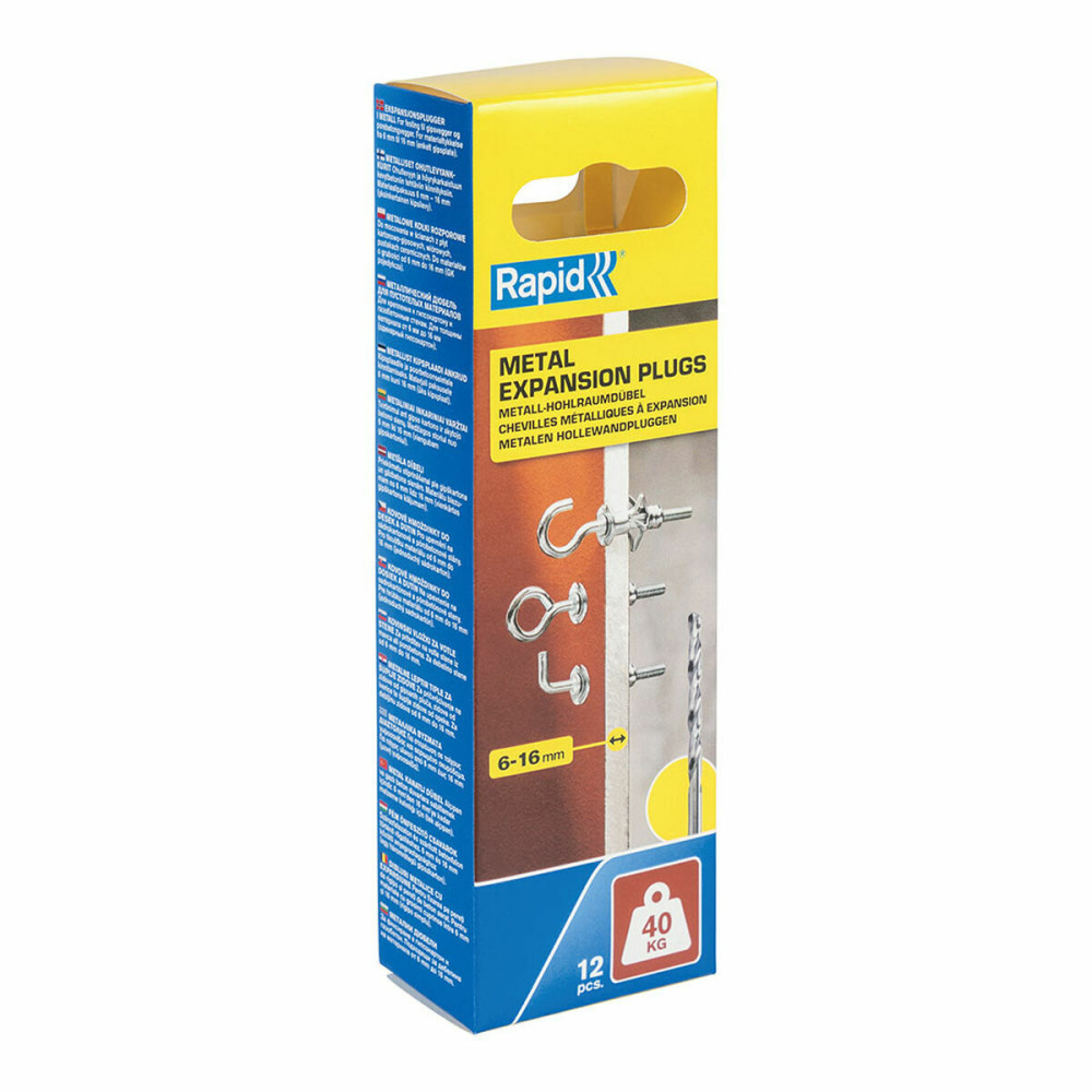 Wall plugs and screws Rapid Rapid - 5001557 6 x 4 x 18 cm Metal Expansion 12 Units