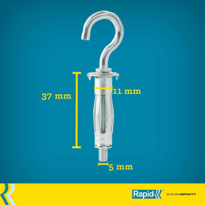 Wall plugs and screws Rapid Rapid - 5001557 6 x 4 x 18 cm Metal Expansion 12 Units