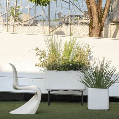 Planter Deroma Cosmo Grey Plastic Recycled plastic 38 x 38 x 39 cm Squared Bucket 38 cm