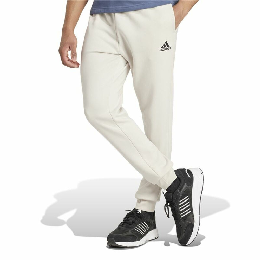 Long Sports Trousers Adidas Essentials Fleece Regular Tapered White