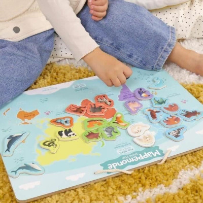 Educational Game 40 x 30 cm Multicolour World Map