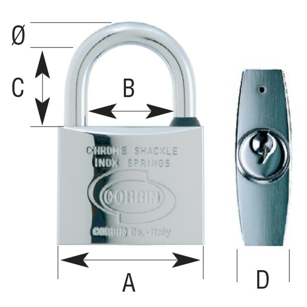 Key padlock CORBIN Euromarine 4 mm 25 mm Bow Stainless steel Brass