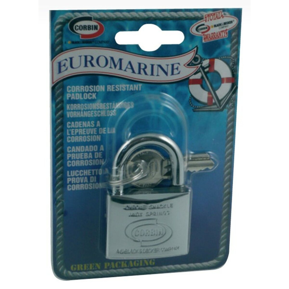 Key padlock CORBIN Euromarine 50 mm Bow Stainless steel Brass