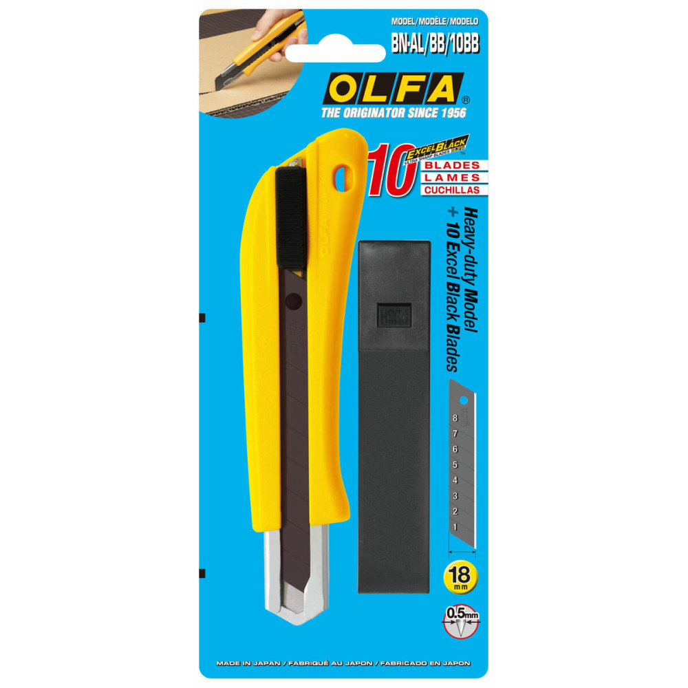 Cutter Olfa  BN-AL 18 X 0,5 MM Yellow Black 18 mm 10 Pieces