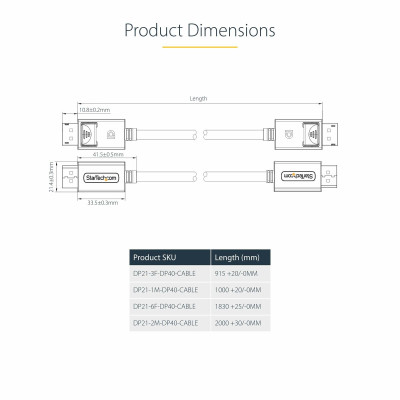 USB Cable Startech DP21-3M-DP40-CABLE Black 3 m