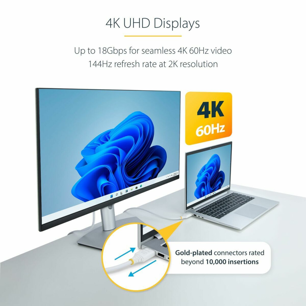 USB Cable Startech HDMI2-CABLE-4K60-10W White 3 m