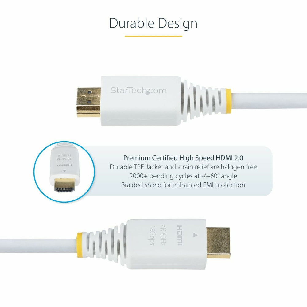 USB Cable Startech HDMI2-CABLE-4K60-10W White 3 m