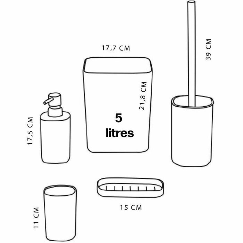 Bath Set TODAY HOY Black Plastic Modern (5 Units)