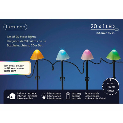 Decorative light for plants Lumineo 491763 Multicolour Mini Mushroom (20 Units)