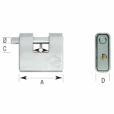 Key padlock CORBIN Rectangular Metal Brass Steel Armored