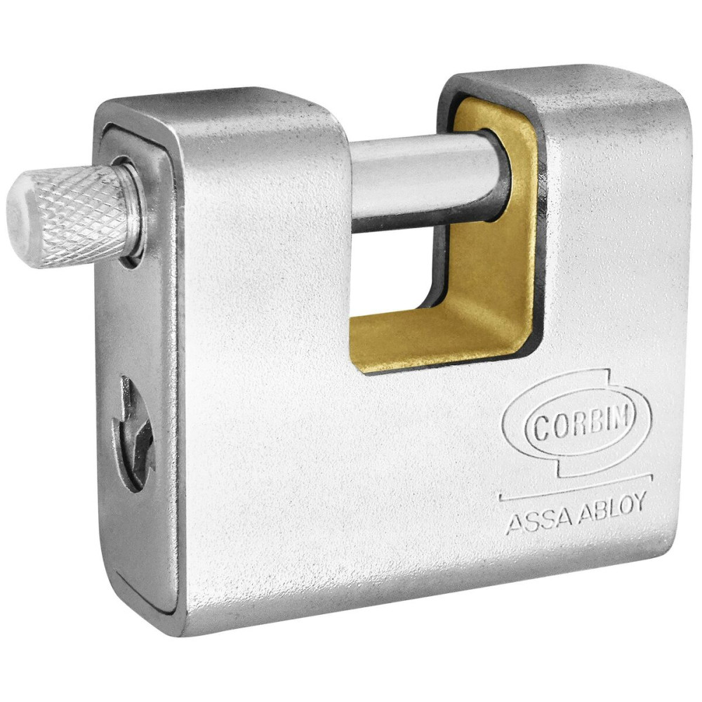 Key padlock CORBIN Rectangular Metal Brass Steel Armored