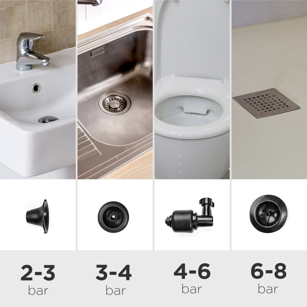 High-Pressure Compressed Air Plunger with Accessories and 5-in-1 Pressure Gauge Jetpro InnovaGoods