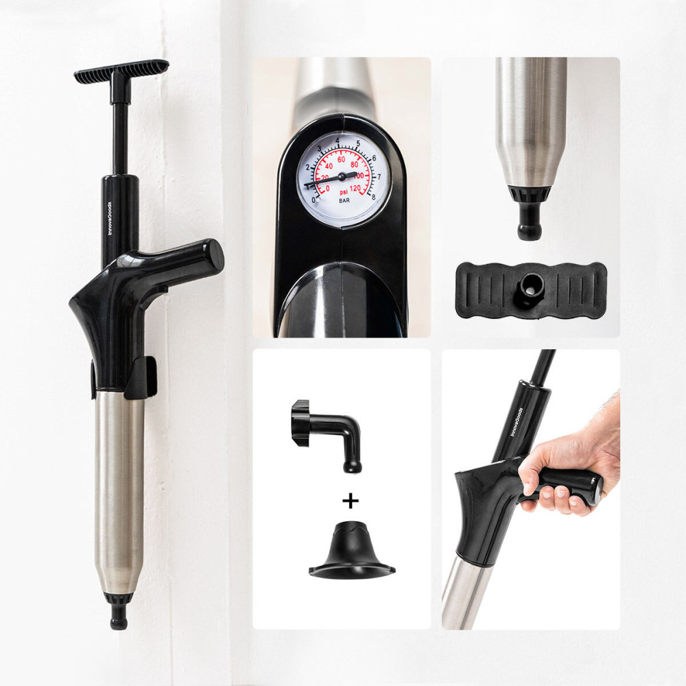 High-Pressure Compressed Air Plunger with Accessories and 5-in-1 Pressure Gauge Jetpro InnovaGoods