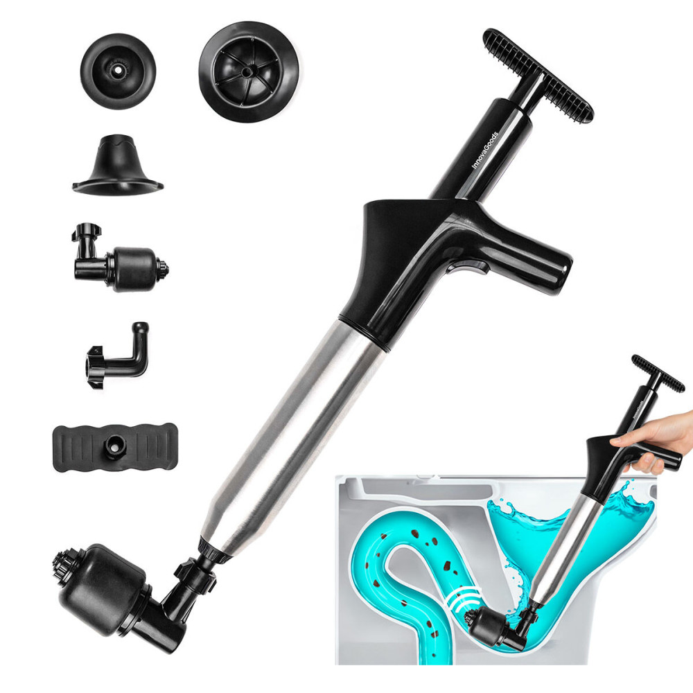 High-Pressure Compressed Air Plunger with Accessories and 5-in-1 Pressure Gauge Jetpro InnovaGoods