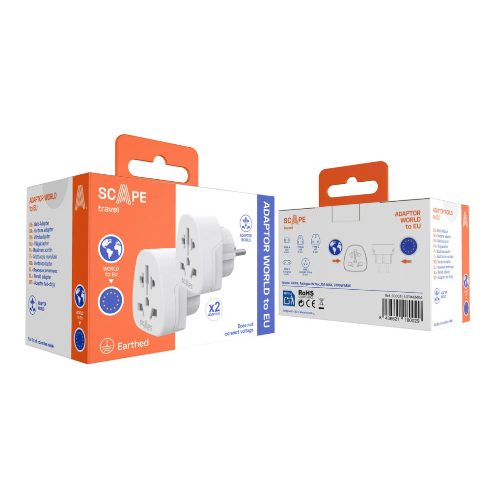 Plug adapter Scape Travel 830DE (2PCS) Plastic