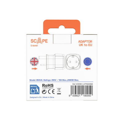 Plug adapter Scape Travel 850UK Plastic 13 A