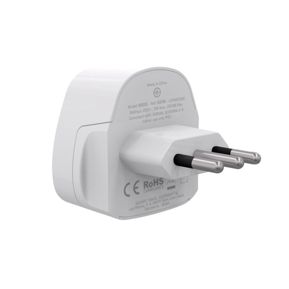 Plug adapter Scape Travel 830IT Plastic 10 A