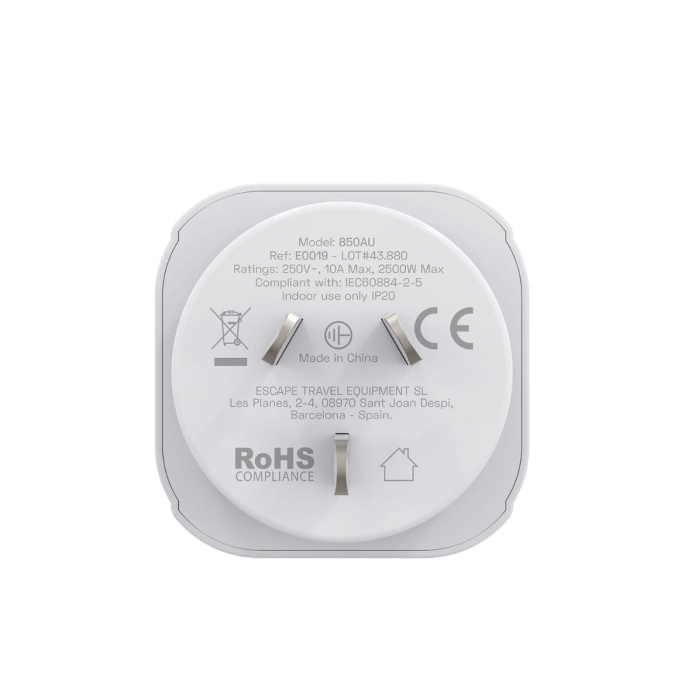 Plug adapter Scape Travel 850AU Plastic 10 A