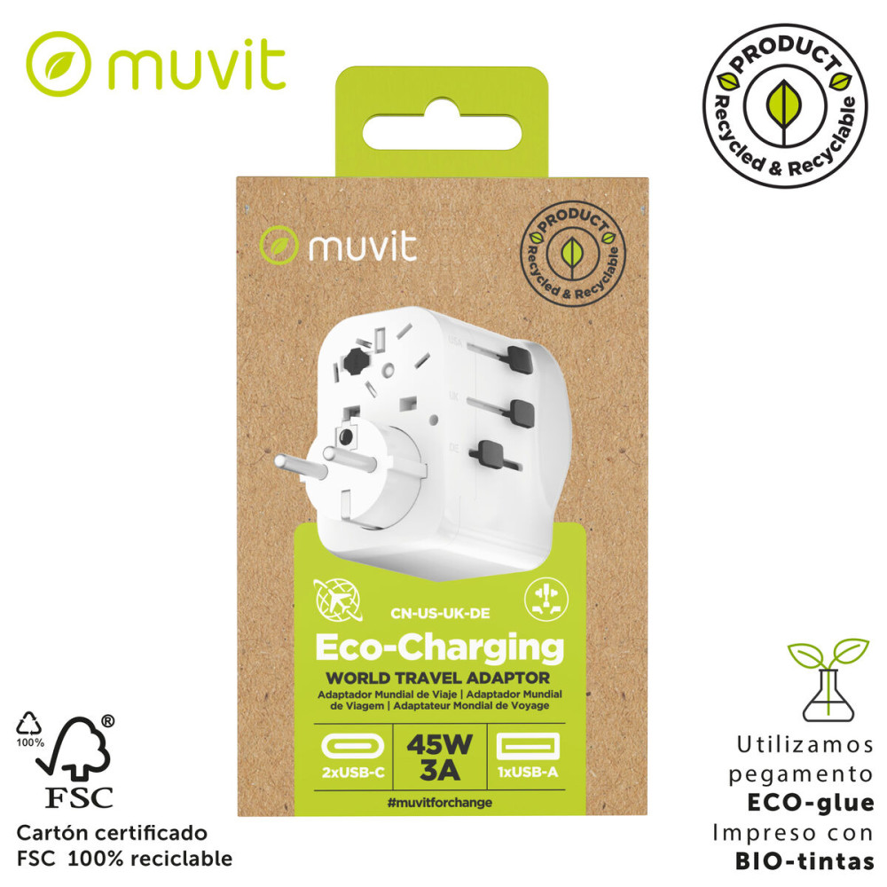 Plug adapter Muvit for Change Plastic 45 W