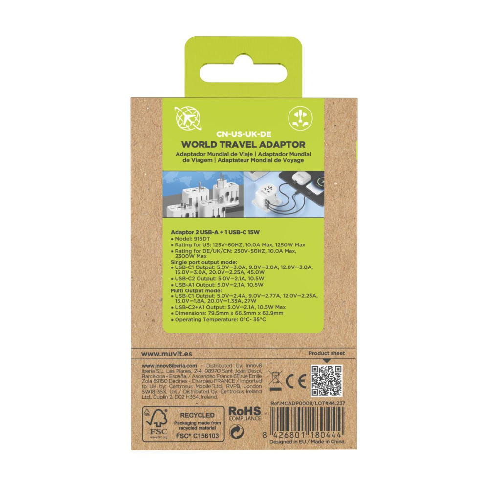 Plug adapter Muvit for Change Plastic 45 W