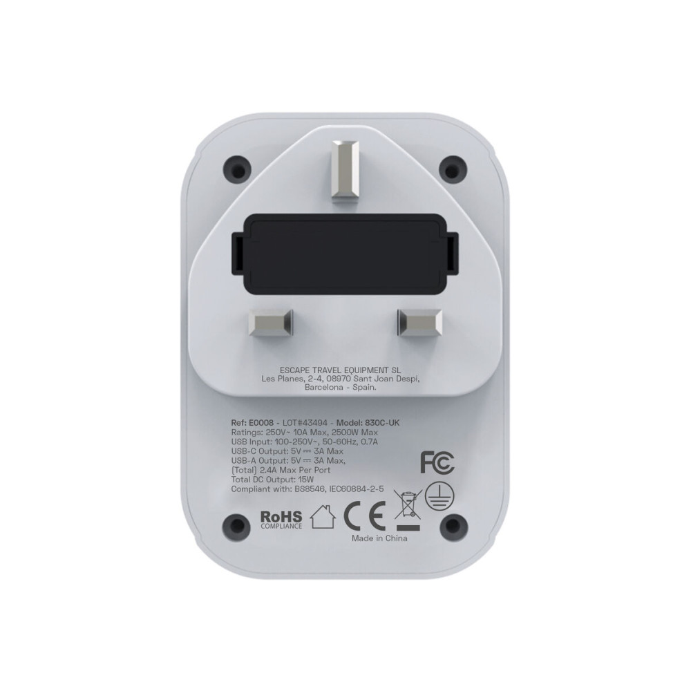 Plug adapter Scape Travel 830C-UK Plastic 150 W