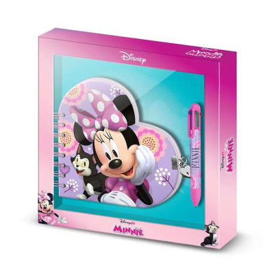 Spiral Notebook with Pen Minnie Mouse Lilac 80 Sheets 24 x 23 x 2,5 cm