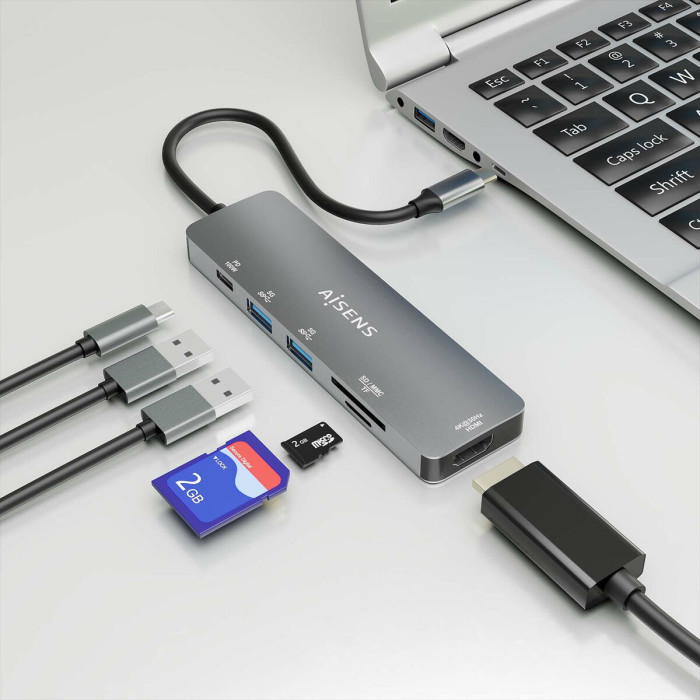USB Hub Aisens ASUC-6P016-GR Grey Multicolour