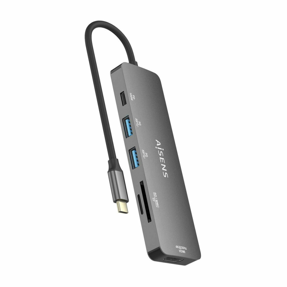USB Hub Aisens ASUC-6P016-GR Grey Multicolour