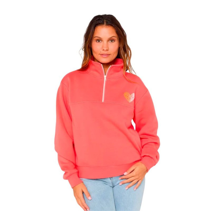 Women’s Sweatshirt without Hood Rip Curl Half Zip Fleece Coral