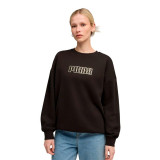 Women’s Sweatshirt without Hood Puma Maximal Metallic Oversized Crew FL Black