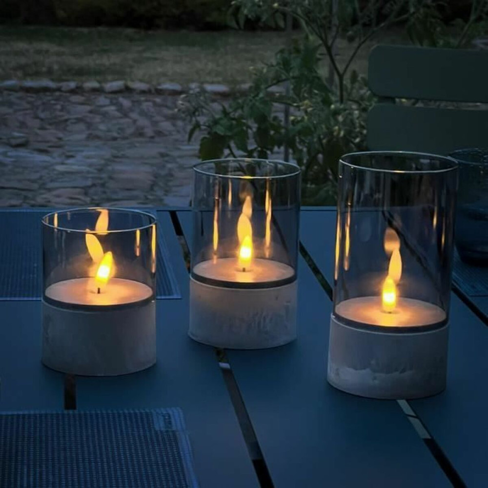 LED Candle Brilliant Grey Metal 3 Units