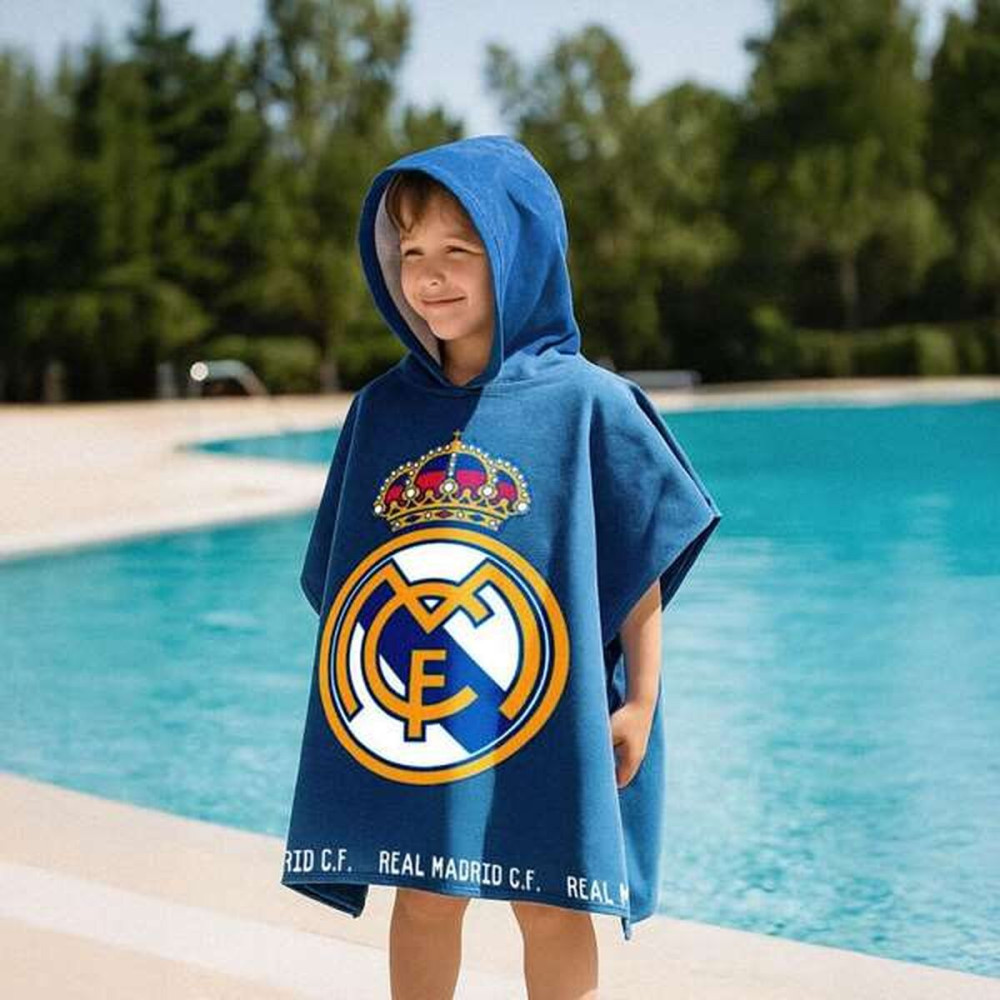Poncho-Towel with Hood Real Madrid C.F. Blue 55 x 77 cm