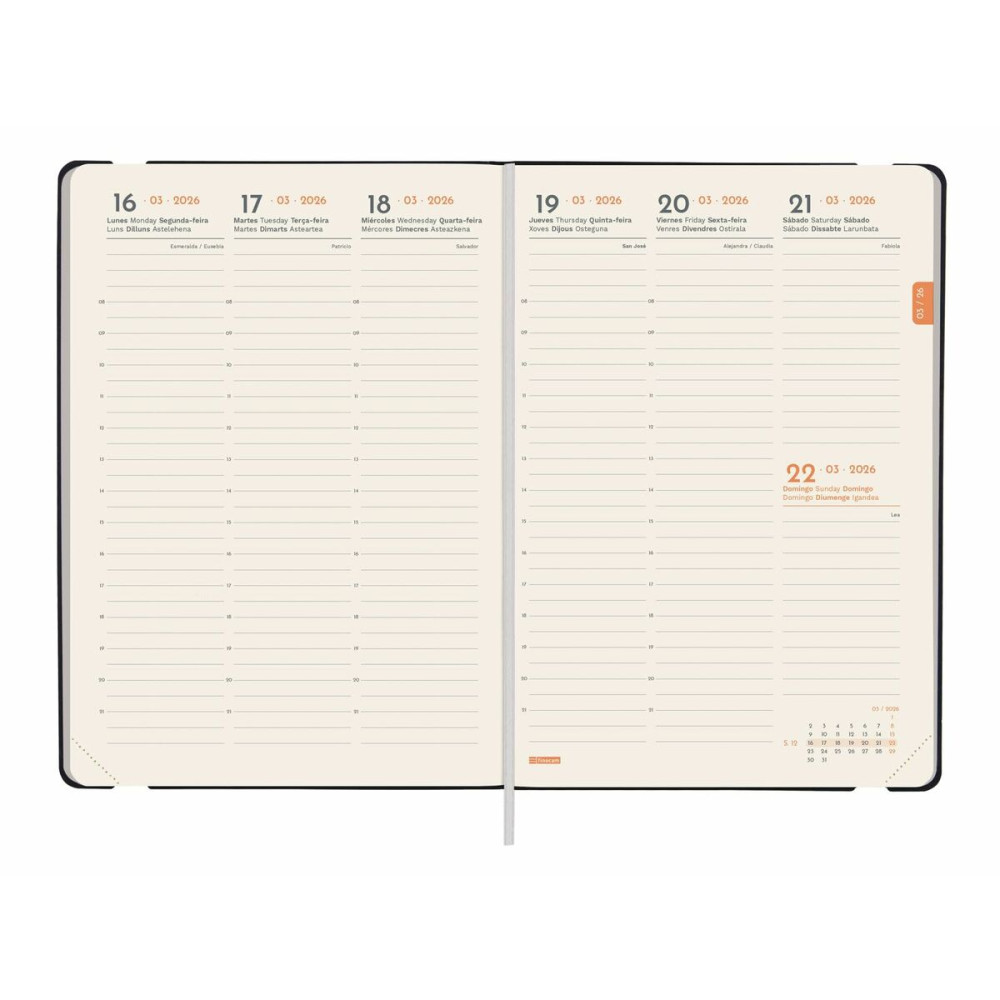 Diary Finocam FLEXI Black A5 14,8 x 21 cm 2026