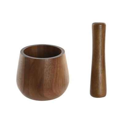 Mortar and pestle Home ESPRIT Acacia 12 x 12 x 16,5 cm