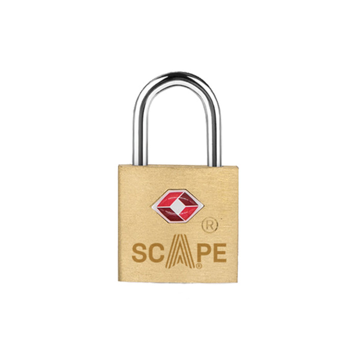 Key padlock Scape Travel Brass Rectangular
