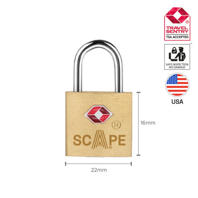 Key padlock Scape Travel Brass Rectangular