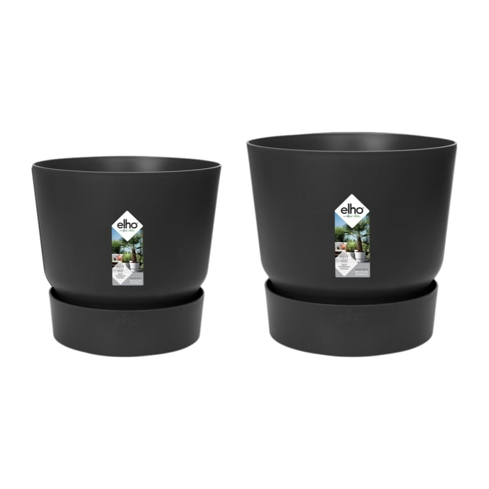 Set of pots Elho Black Plastic Circular 2 Pieces