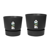 Set of pots Elho Black Plastic Circular 2 Pieces