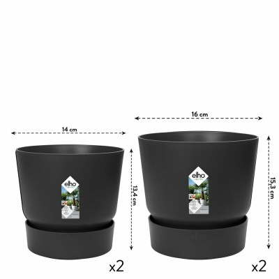 Set of pots Elho Black Plastic Circular 2 Pieces
