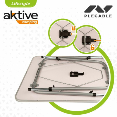 Table Aktive 80 x 60 cm White Foldable Camping