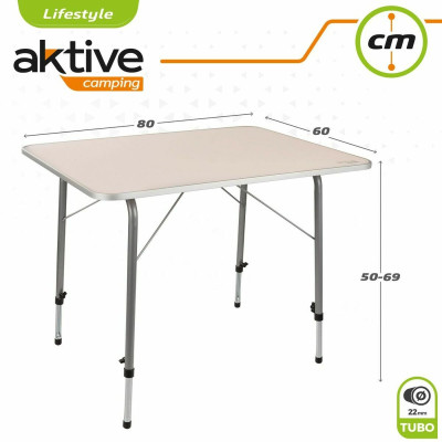 Table Aktive 80 x 60 cm White Foldable Camping