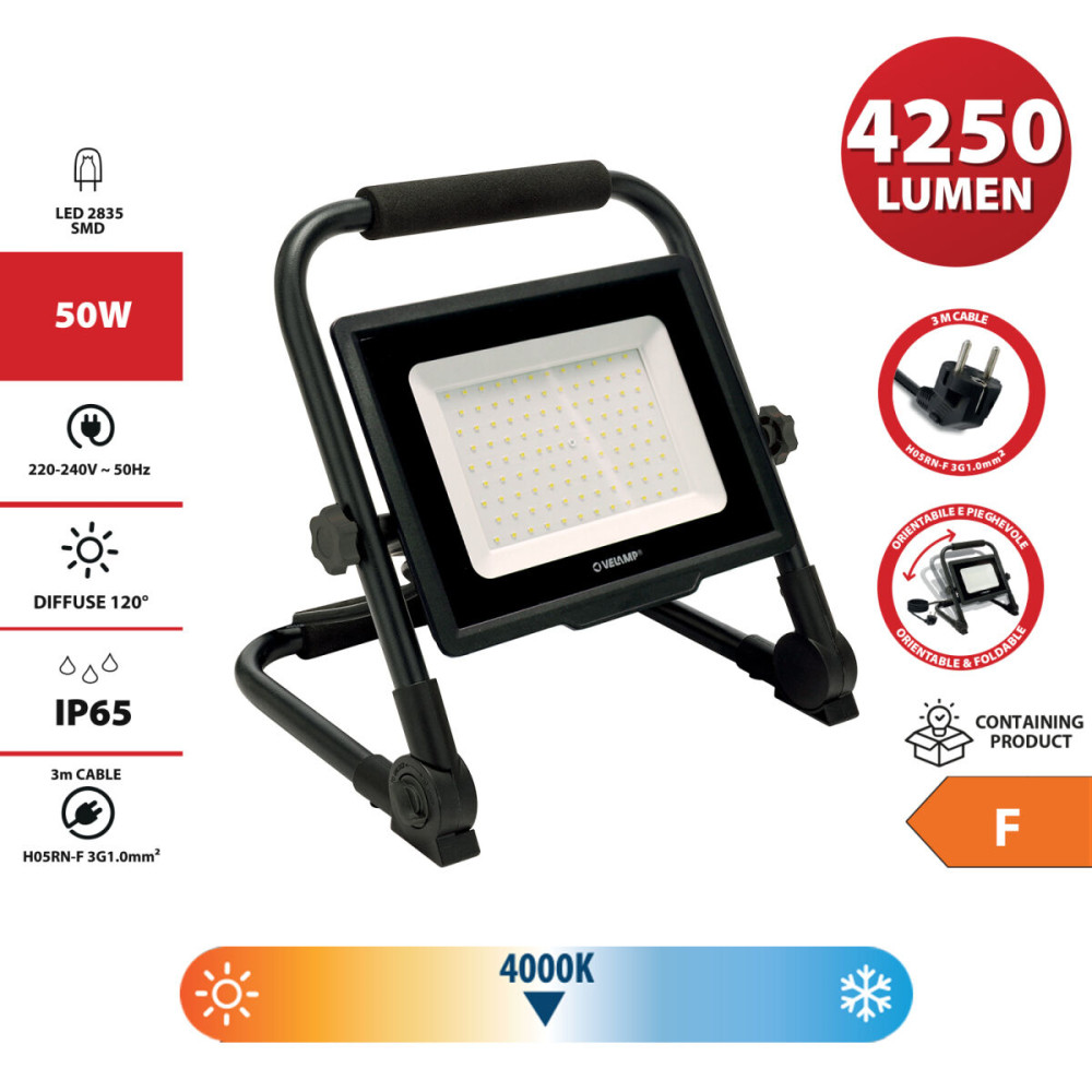 LED spotlight Velamp 50 W 4000 K 4000 Lm