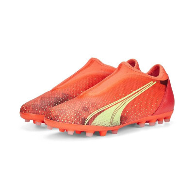 Childrens Football Boots Puma Ultra Match LL MG Orange
