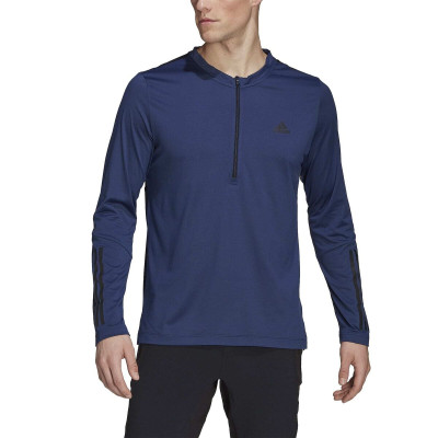 Men’s Short Sleeve T-Shirt Adidas 1/4-Zip Dark blue