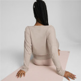 Women’s Sweatshirt without Hood Puma Studio Yogini Lite Salmon