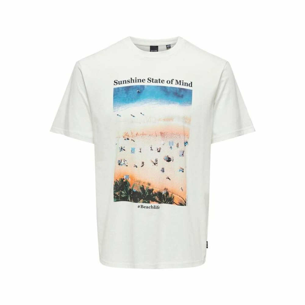 Short-sleeve Sports T-shirt Only & Sons Onskolton Reg Beach White