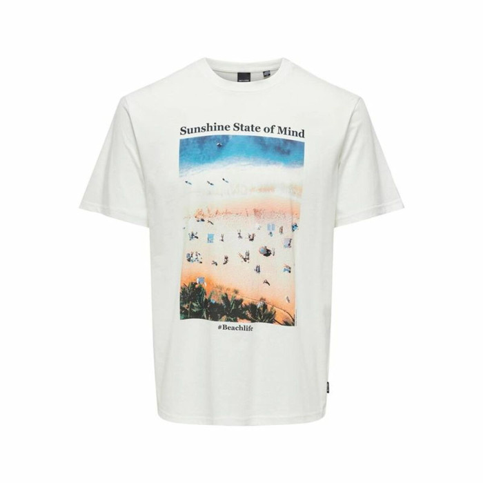 Short-sleeve Sports T-shirt Only & Sons Onskolton Reg Beach White