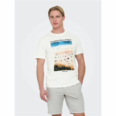 Short-sleeve Sports T-shirt Only & Sons Onskolton Reg Beach White