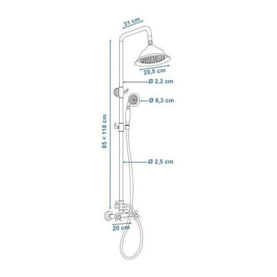 Shower Column Rousseau Grey Polycarbonate
