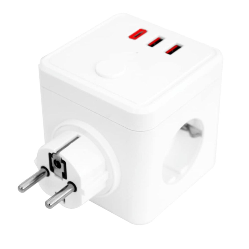 Plug adapter Silver Electronics E-BLOCK 3 White 230 V 16A